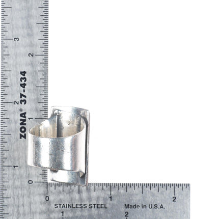 sz9 Vintage Navajo sterling silver bird overlay ring with turquoise size 9