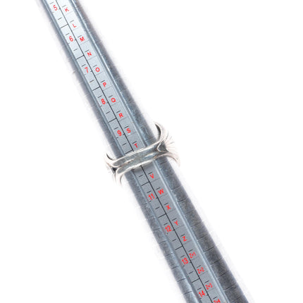 sz10 Vintage BJ Navajo sterling silver waterweb turquoise horseshoe inlay ring