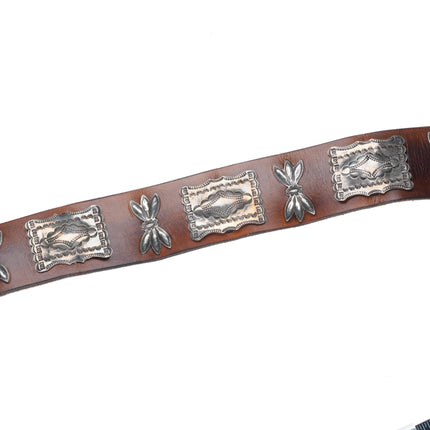 c1920 Antique Navajo sterling silver butterfly concho belt w/ amazing stampwork