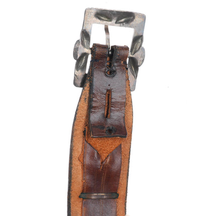 c1920 Antique Navajo sterling silver butterfly concho belt w/ amazing stampwork