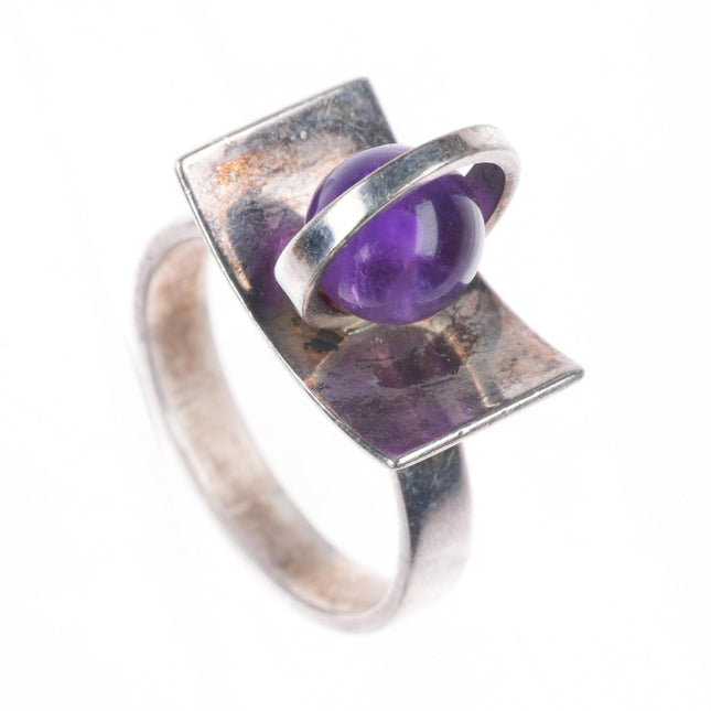 sz6.5 Poul Warmind - Denmark Mid century modernist sterling silver amethyst ring