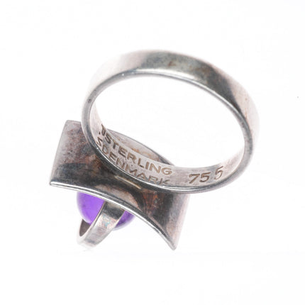 sz6.5 Poul Warmind - Denmark Mid century modernist sterling silver amethyst ring
