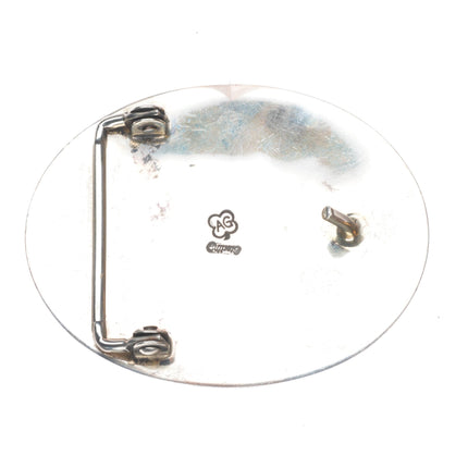 Arnold Goodluck Navajo sterling silver bear paw turquoise/coral belt buckle