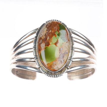 6.35" Richard Curley Navajo sterling silver Royston turquoise cuff bracelet