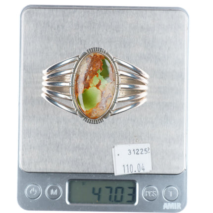 6.35" Richard Curley Navajo sterling silver Royston turquoise cuff bracelet