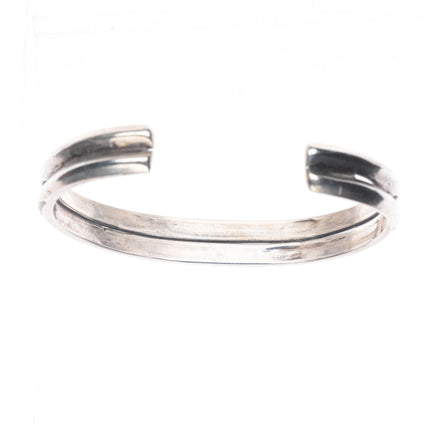 6.25" Vintage Navajo double carinated sterling silver hand stamped cuff bracelet