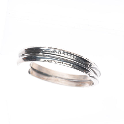 6.25" Vintage Navajo double carinated sterling silver hand stamped cuff bracelet