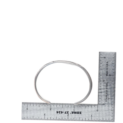 6.25" Vintage Navajo double carinated sterling silver hand stamped cuff bracelet