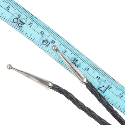 c1970 Vintage Navajo sterling silver hand stamped 3 stone turquoise bolo tie