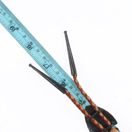 c1950 Vintage Navajo sterling silver Blue Gem turquoise arrowhead bolo tie