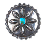 c1940's vintage Navajo Blue Gem turquoise sterling silver repousse pin/brooch