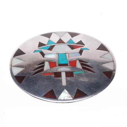 Vintage Natachu Zuni sterling silver knifewing inlay large pendant/pin