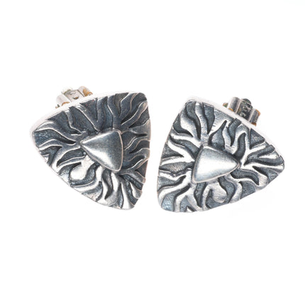 Emilia Castillo vintage Mexican modernist sterling silver clip-on earrings