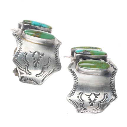 Etta Endito Navajo  sterling silver turquoise El earrings clip-on