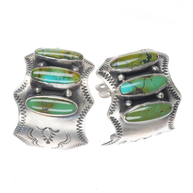 Etta Endito Navajo  sterling silver turquoise El earrings clip-on