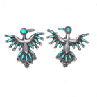 1950's Vintage Zuni thunderbird sterling silver needlepoint turquoise earrings