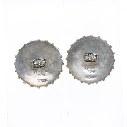 Yatsattie Zuni sterling silver petit point turquoise earrings