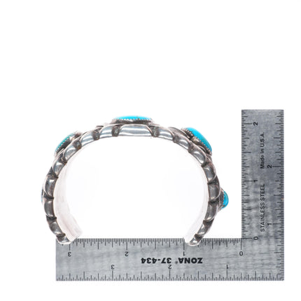 7" vintage Andy Lee Kirk Isleta pueblo sterling silver turquoise cuff bracelet