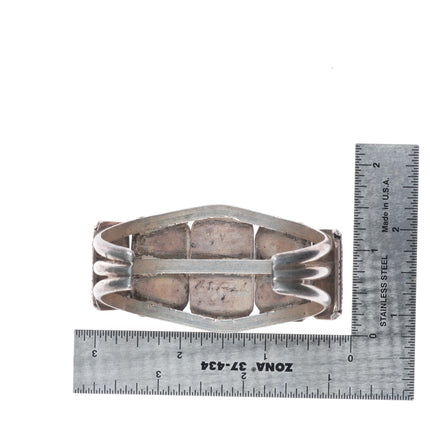 6.75" Nicholas-Theresa Leekela Zuni intarsia inlay sterling silver cuff bracelet