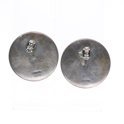 Vintage Japanese sterling silver cloisonne enamel green dragon earrings