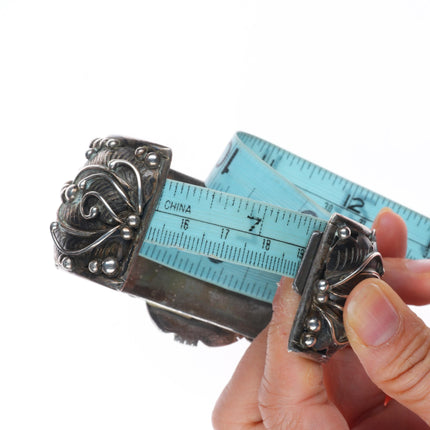 7.25" Vintage Sylvia Chee Navajo sterling silver Kingman turquoise cuff bracelet