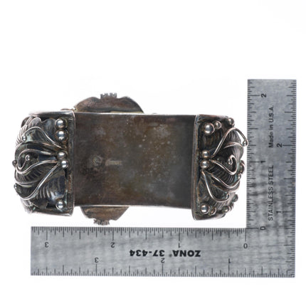 7.25" Vintage Sylvia Chee Navajo sterling silver Kingman turquoise cuff bracelet