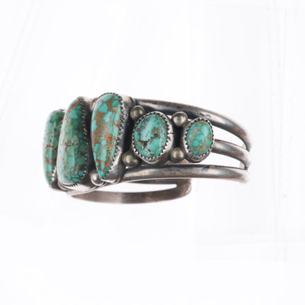 6.6" Vintage Navajo sterling silver Pilot Mountain web turquoise cuff bracelet