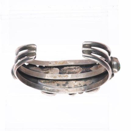 6.6" Vintage Navajo sterling silver Pilot Mountain web turquoise cuff bracelet