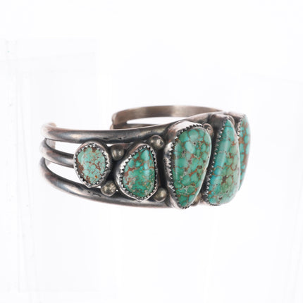 6.6" Vintage Navajo sterling silver Pilot Mountain web turquoise cuff bracelet