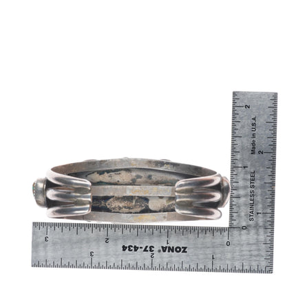 6.6" Vintage Navajo sterling silver Pilot Mountain web turquoise cuff bracelet