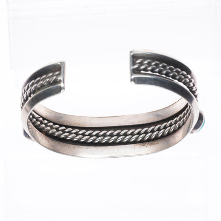 6.25" 1950's Vintage Navajo sterling silver turquoise row cuff bracelet