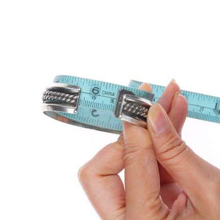 6.25" 1950's Vintage Navajo sterling silver turquoise row cuff bracelet