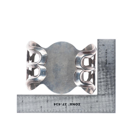 6.5" Lambert Homer Sr Zuni Intarsia inlay sandcast sterling silver cuff bracelet