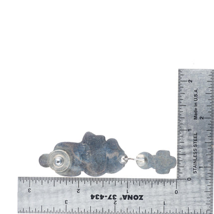 Oscar Betz southwestern sterling silver turquoise, spiny oyster dangle earrings