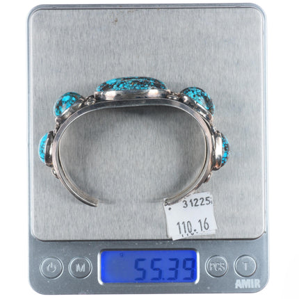 6.75" Vintage Navajo sterling silver high grade Persian turquoise cuff bracelet