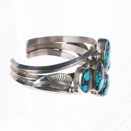 6.1" Esther Wood Navajo sterling silver high grade turquoiise cuff bracelet