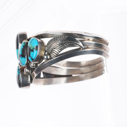 6.1" Esther Wood Navajo sterling silver high grade turquoiise cuff bracelet