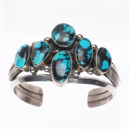 6.1" Esther Wood Navajo sterling silver high grade turquoiise cuff bracelet