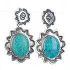 Vintage Navajo stamped sterling silver spiderweb turquoise earrings