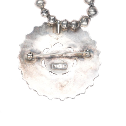 Vintage Nieto Zuni #8 spiderweb Turquoise cluster pendant/beaded necklace