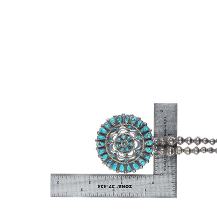 Vintage Nieto Zuni #8 spiderweb Turquoise cluster pendant/beaded necklace