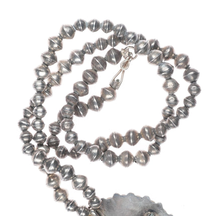 Vintage Nieto Zuni #8 spiderweb Turquoise cluster pendant/beaded necklace