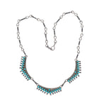 Vintage Zuni needlepoint turquoise sterling silver bib necklace 17