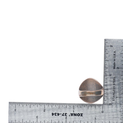 sz10 Vintage Zuni sterling silver turquoise/jet intarsia inlay men's ring