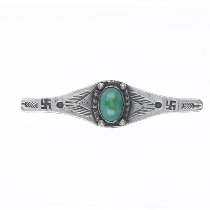 20's-30's Vintage Navajo/Fred Harvey sterling silver/turquoise whirling logs pin