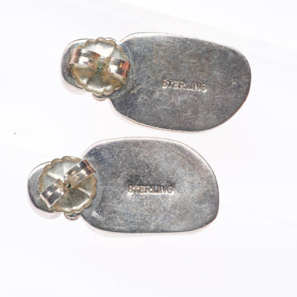 Vintage Southwestern/Native American sterling silver boulder turquoise earrings