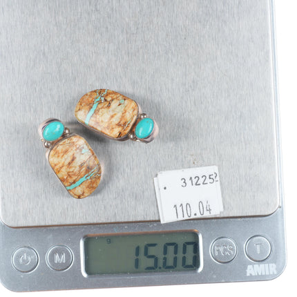 Vintage Southwestern/Native American sterling silver boulder turquoise earrings