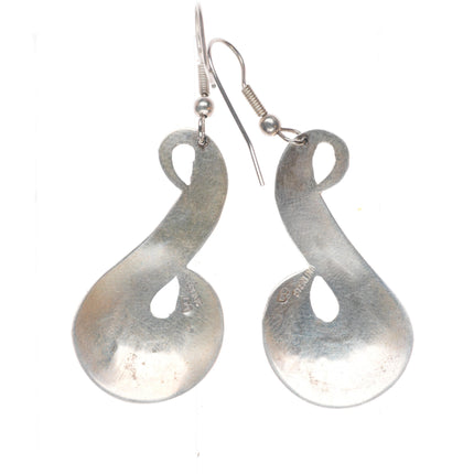Vintage B Navajo overlay design earrings in sterling silver
