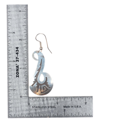 Vintage B Navajo overlay design earrings in sterling silver