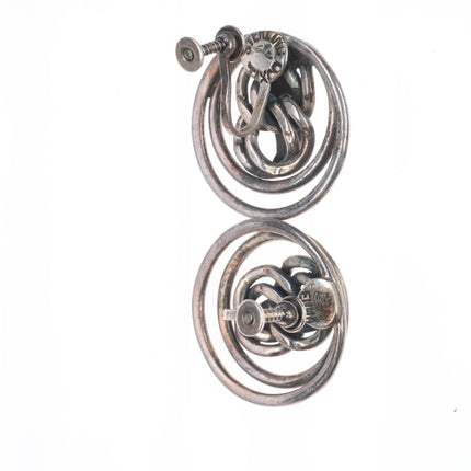 1940's Emma Melendez Taxco sterling silver modernist screw back earrings